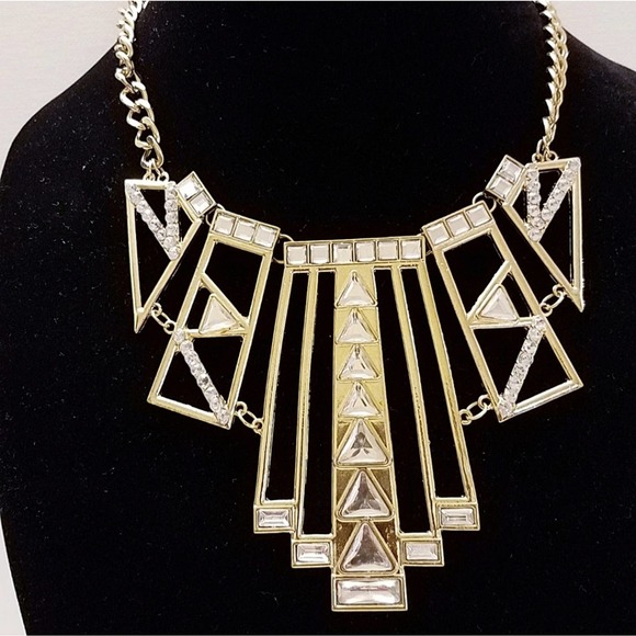 7 Charming Sisters Statement Necklace Gold-Tone Crystal - Picture 3 of 11